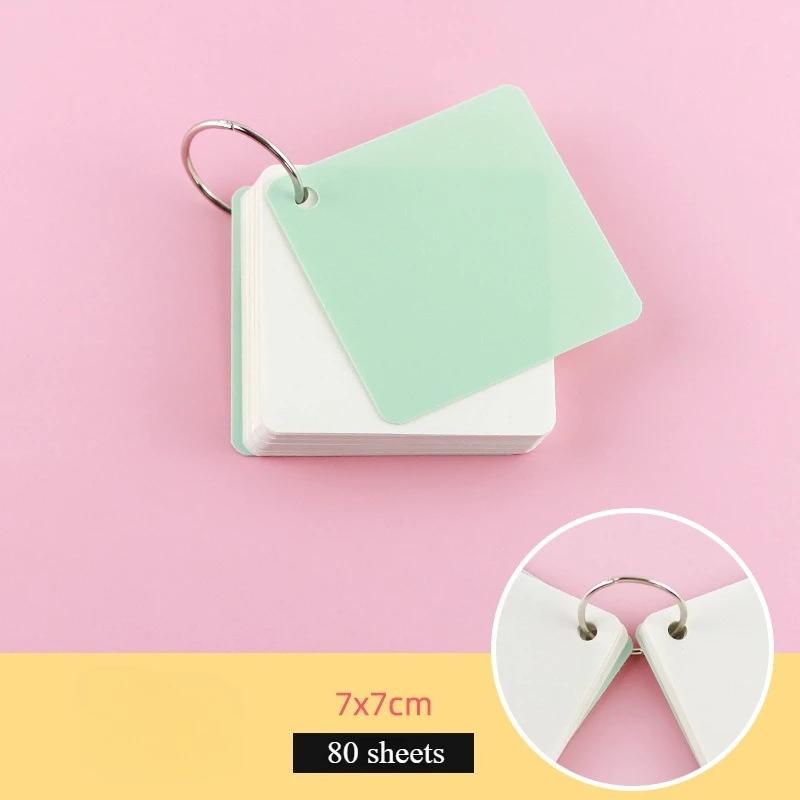 Portable Pocket Memo Pads Blank Study Notepads for Memory Learning Studying Book 80sheets Blank Index Card with Ring Loose Leaf