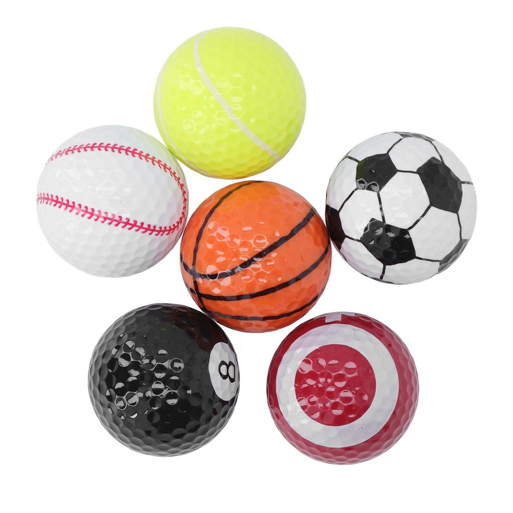 6pcs Golf Sports Training Balls Colorful Golf Practice Ball Gifts Set Various Balls Elements Novelty Golf Ball for Golf