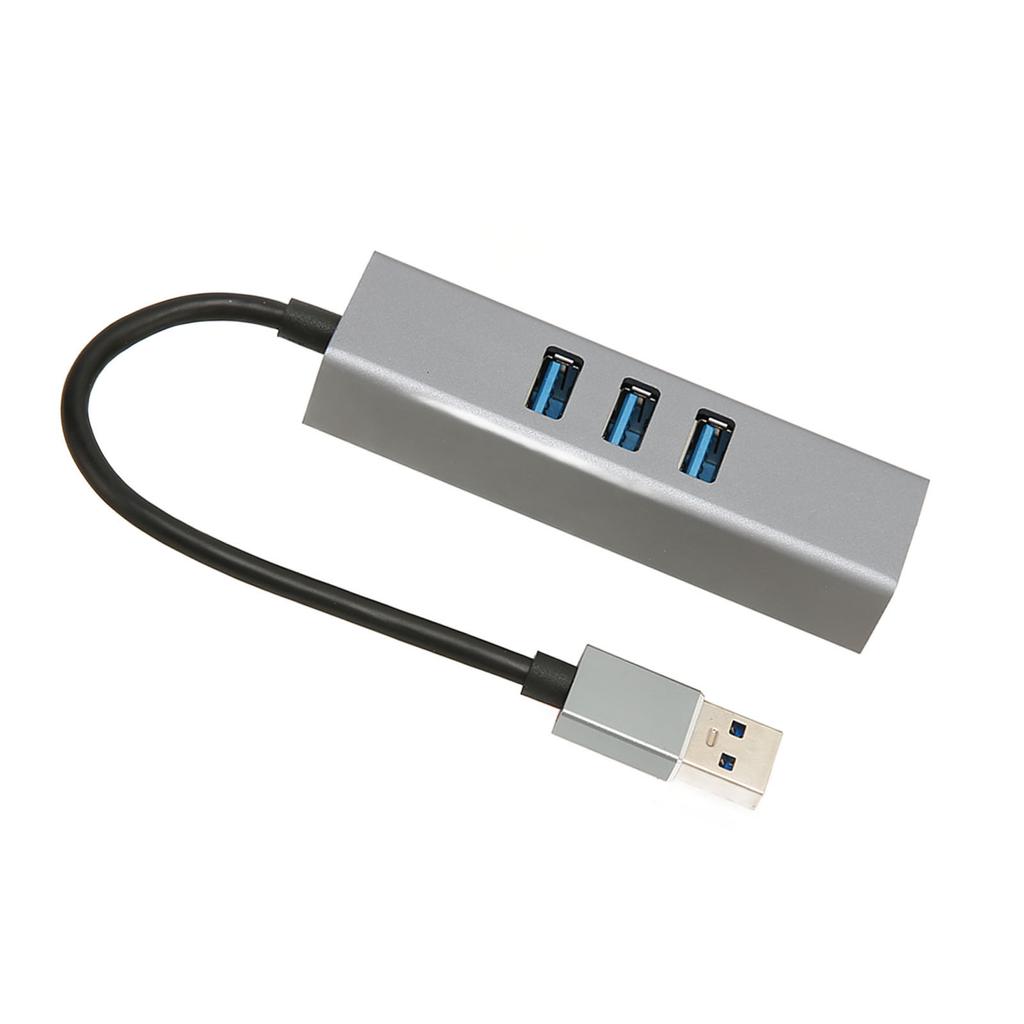 4-Port USB3.0 Hub Multiport Plug and Play 5Gbps High Speed USB3.0 zu RJ45 Netzwerkadapter USB Dockingstation Silber