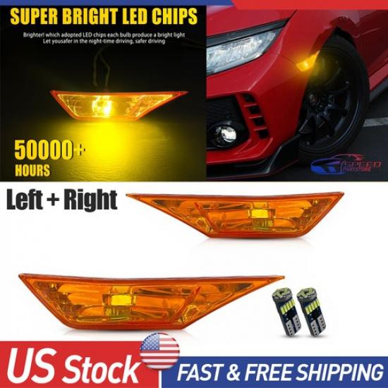 

Orange Side Marker Lamp Turn Signal Light W/ Led Bulbs for Honda Civic 2016-