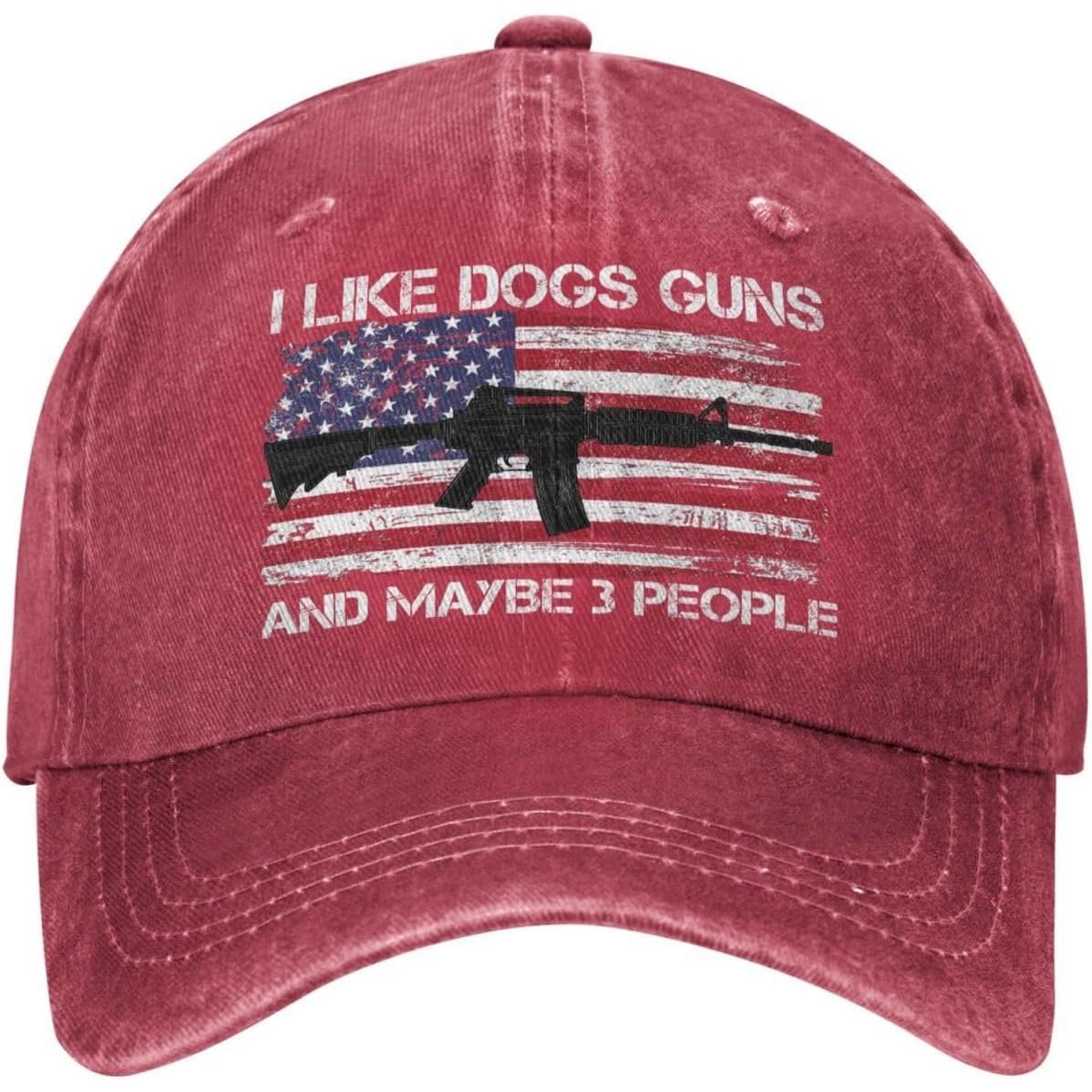 I Like Dogs Guns and Maybe  People Hat for Unisexs I Like Dogs Guns Baseball Cap Can Be Adjusted