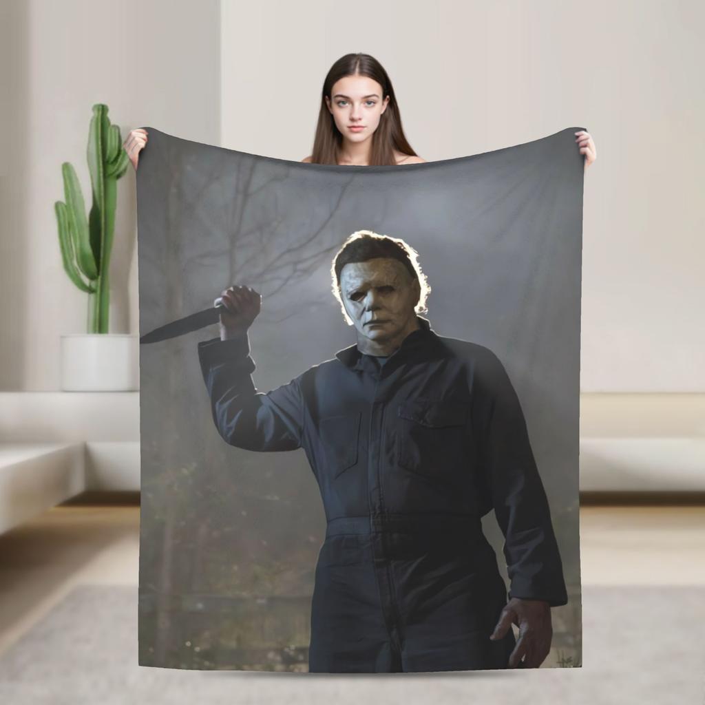 Michael Myers Halloween  Blankets  Picnic Flannel Throw Blanket For Couch Bed Soft Customized Quality Bedspread Birthday Gift