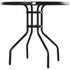 80 cm Schwarzer Runder Garten-Esstisch, Outdoor Kaffee Bistro Beistelltisch mit gehärteter Glasplatte und Stahlrahmen für Terrasse, Veranda