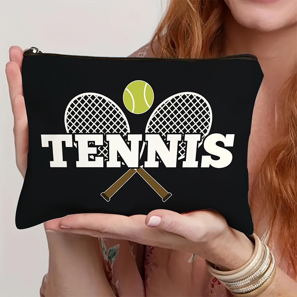 Tennis-Themed Makeup Bag Gift for Tennis Enthusiasts Lightweight Foldable Travel Cosmetic Pouch for Women Travel Storage Bag