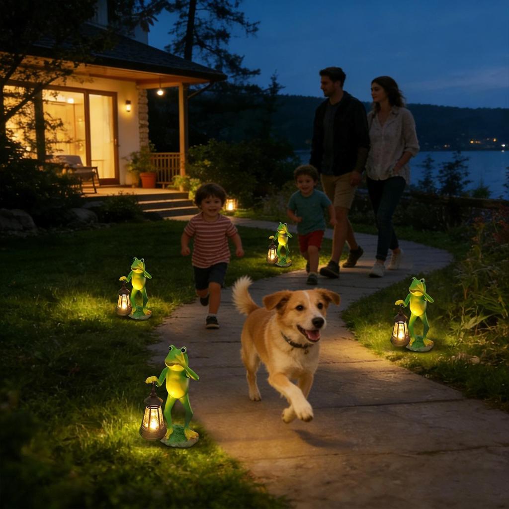 Outdoor Solar Light Waterproof Resin Frog Sculpture Lighting Frog Figures With Lighting for Lawn Yard Garden Patio Walkway