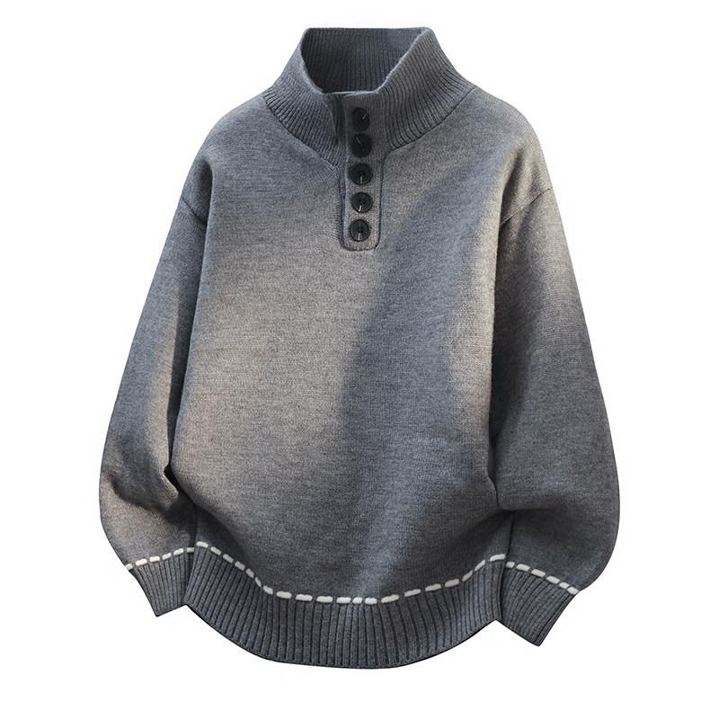 Half-Zip Stand-Collar Sweater for Boys: Autumn/Winter Style for Teens - Knit Base Layer Fashion