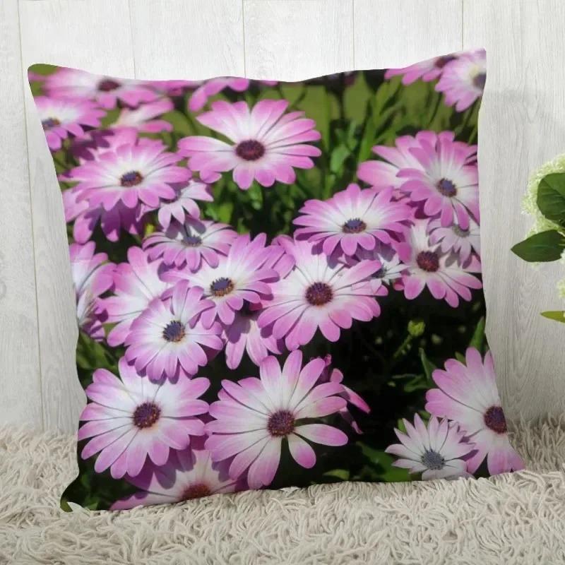 Purple Flower Pattern Decorative Pillowcase Car Sofa Square Cushion Pillowcase