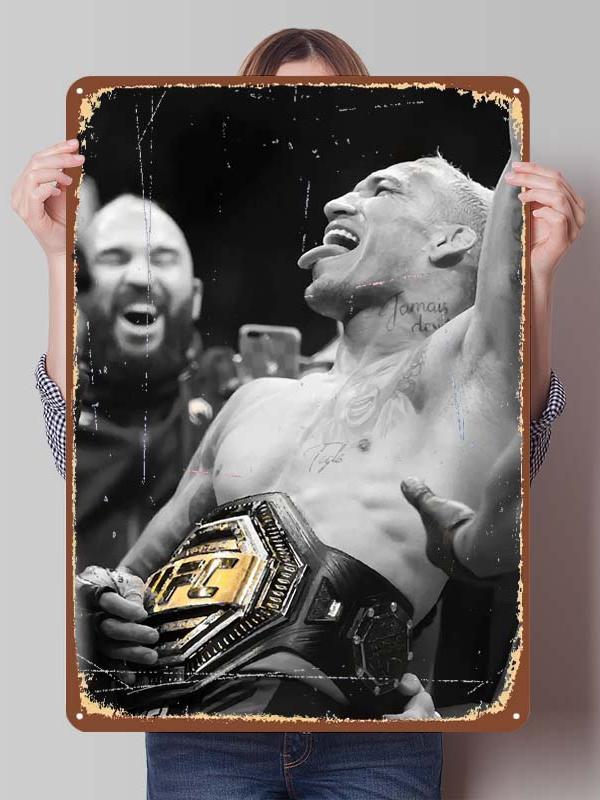 Charles Oliveira Boxer Metallschilder Gaming Zimmer Dekoration Benutzerdefiniertes Boxposter Blechschilder für Wandkunst Dekor Vintage Metallplatte
