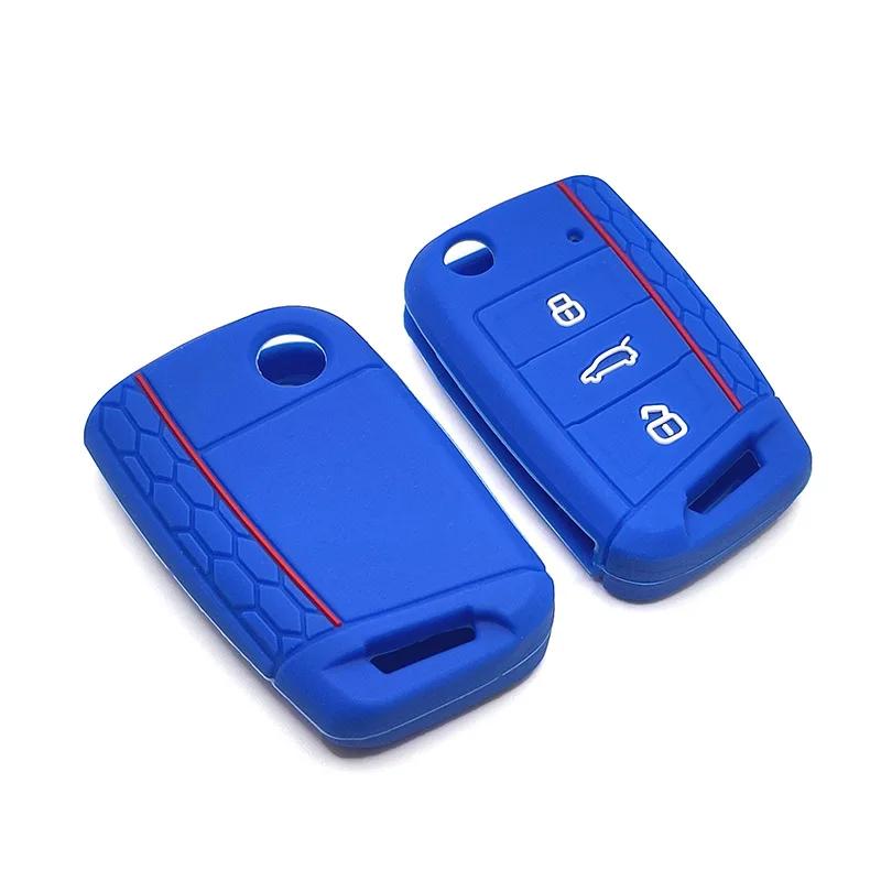 Klappschlüssel mit 3 Tasten, Silikonhülle passend für VW GOLF 7 MK7 SKODA SEAT 2014 2015 2016, FOB HULL, OCTAVIA COMBI LEON IBIZA CUPTRA, Hülle
