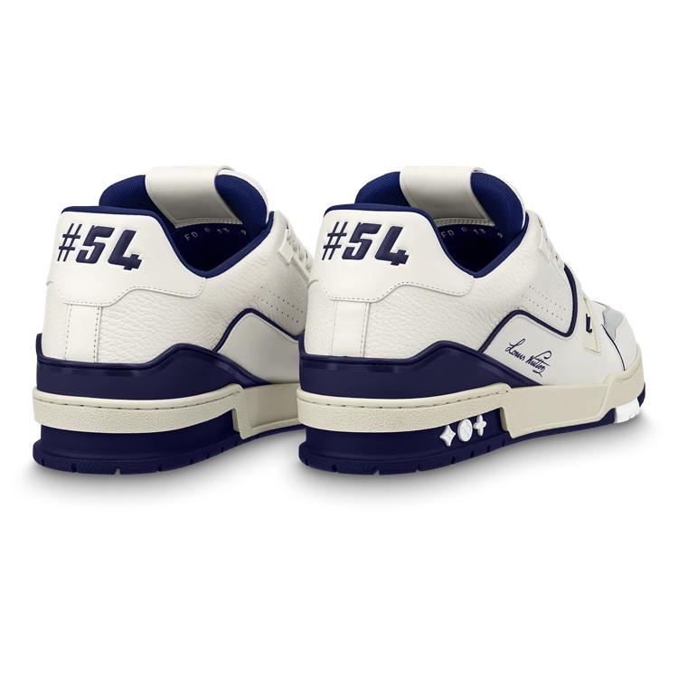 Louis Vuitton Trainer Low Top Stylish Skateboarding Shoes Unisex White Blue 1ABFA9