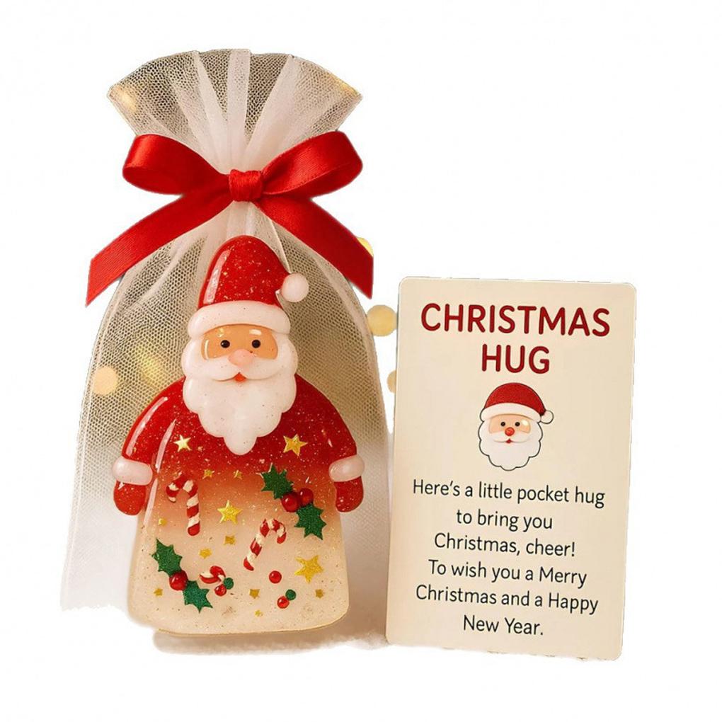 3 ST Julkram Kortficka Julkram Akryl Jultomte Kram Prydnad Jultomte Dekor med Julkort och Presentpåse