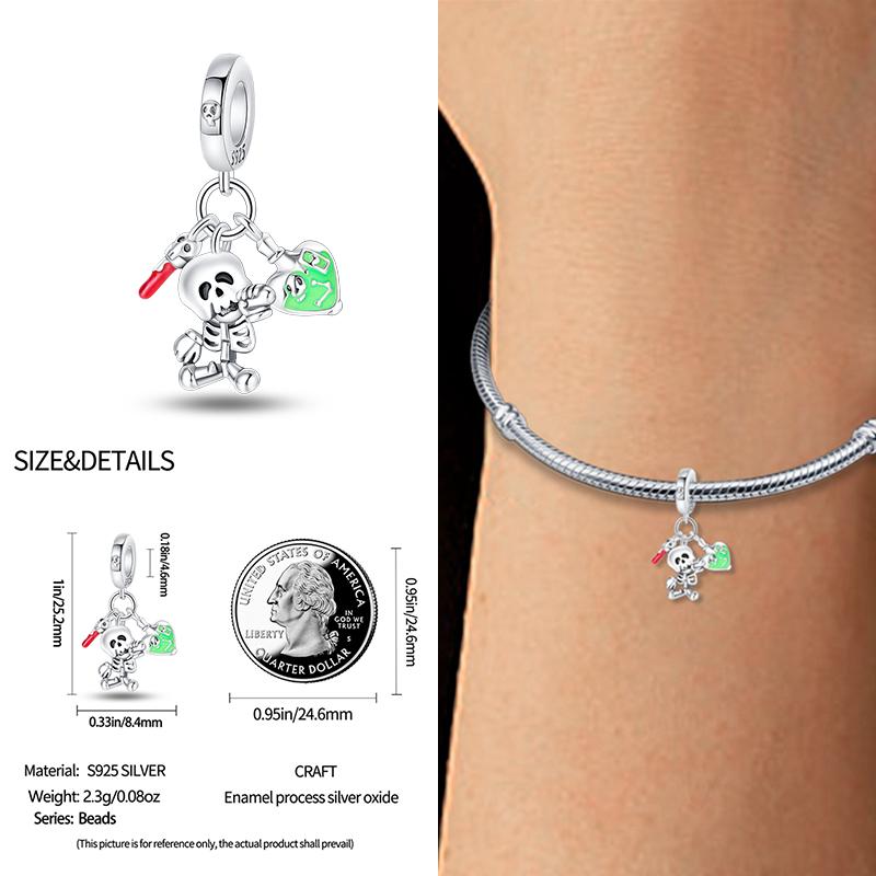 copper Charm Bead Charms Bead Charms Halloween Pumpkin Skull Collection Dangle Compatible With Authentic Bracelets Necklaces Women Do It Yourself Jewe