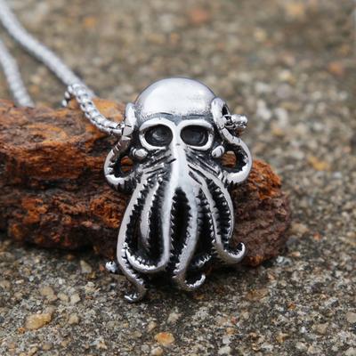 Punk Hip Hop Cthulhu Oktopus Anhänger Halskette Edelstahl Herren Mode Straße Rock Oktopus Tier Halskette Kette Schmuck