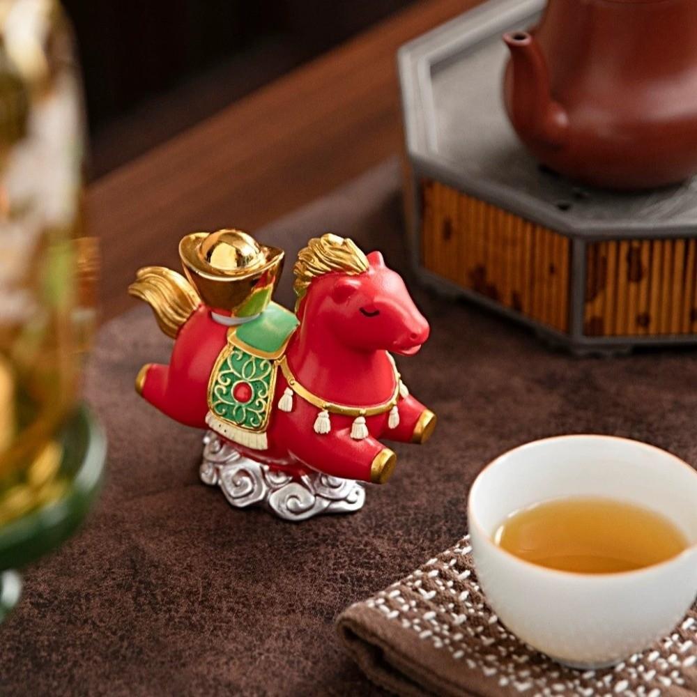 Desktop-Ornament Neujahrsmaskottchen Miniatur Chinesischer Stil Tierkreiszeichen-Ornamente Pferdefigur Bücherregal