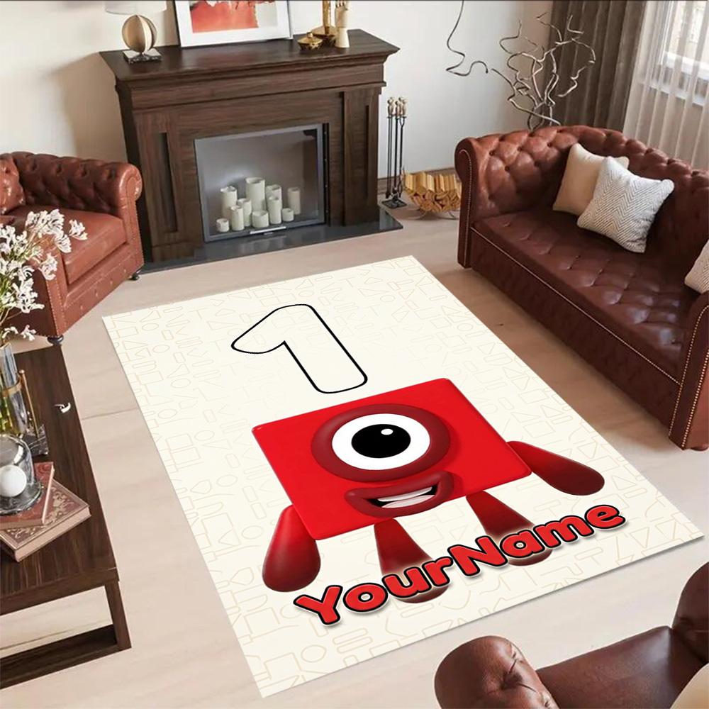 Numberblocks Customized Name Carpet Suitable for Study room Entryway Dormitory Bedrooms Antislip Carpet Anime Office Decor Best for Christmas
