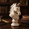 AntiqueStyle HorseHead Bust Sculpture | Raised Facial Detailing, Horse with Pedestal Base, for