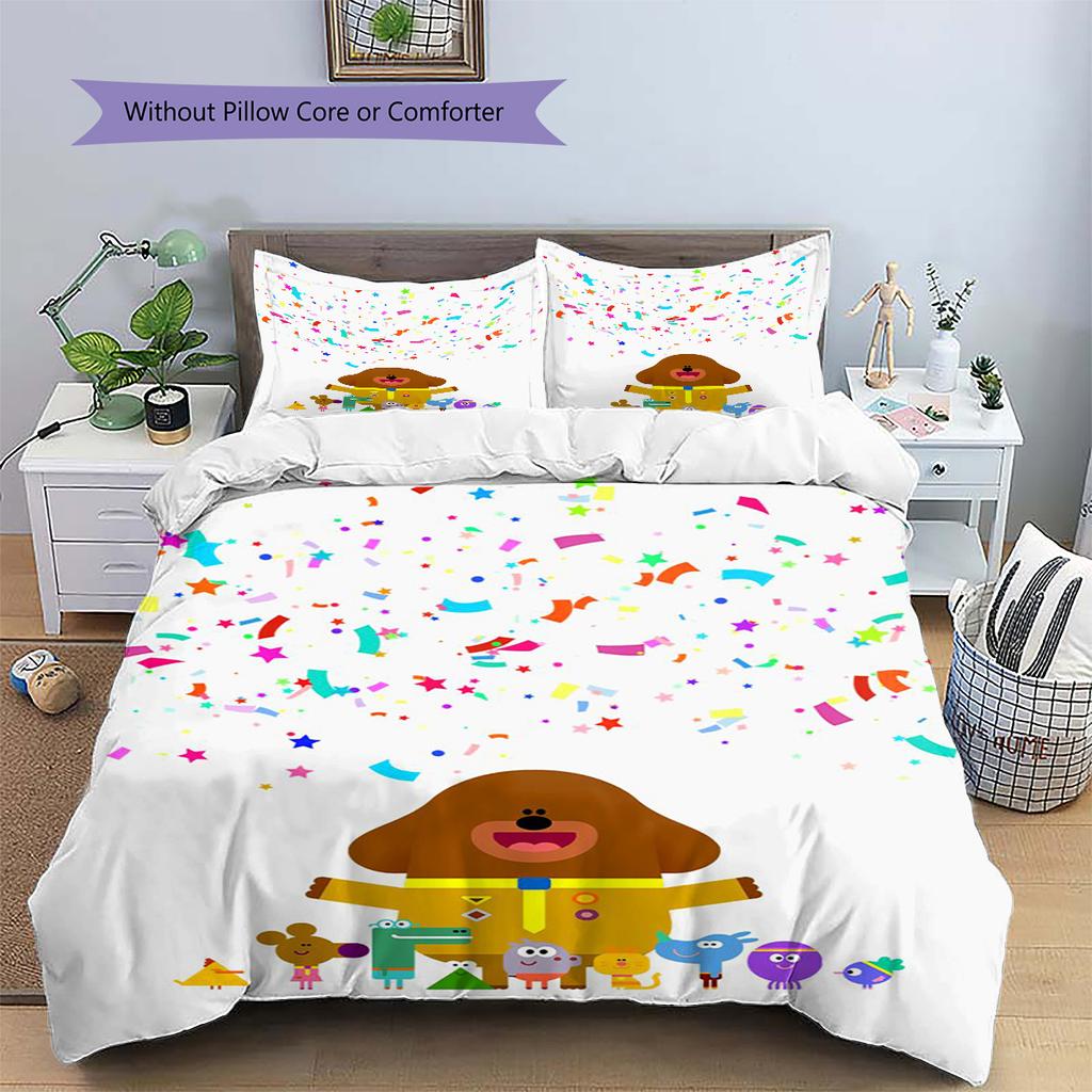 Hey Duggee Muster Bettwäsche, Steppbett Set Bettbezug Kissenbezug Zuhause Geburtstagsgeschenk (1 Bettbezug + 2 Kissenbezüge, ohne Füllung)