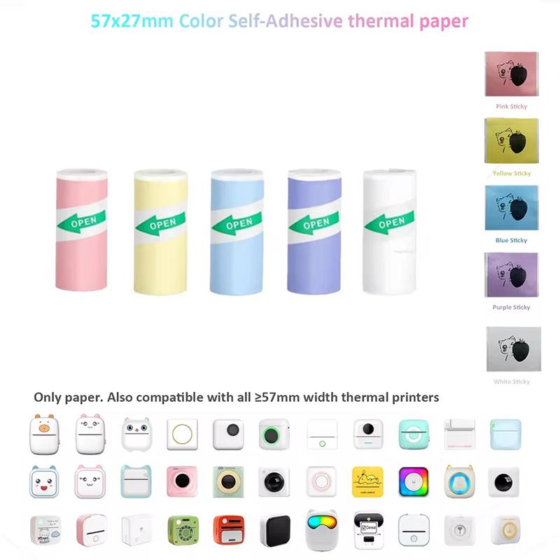Mini Pocket Printer Self-Adhesive Paper Portable Thermal Printer Label Sticker For Printer Suitable For Home Office Study Work