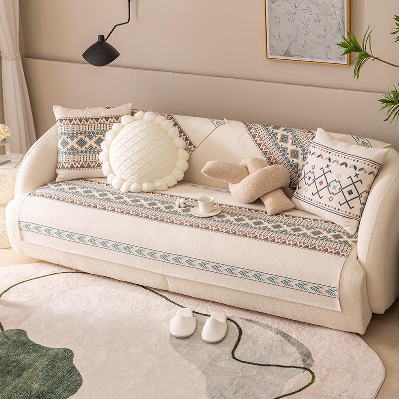 Sofa Cover Cloth Universal Double-Sided Sofa Cushion Four Seasons Non-Slip Cushion Cotton Linen Cover Nordic Simple Sofa Towel