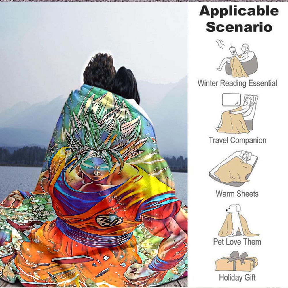 1pc Goku, Saiyan Blanket Lightweight Flannel Blanket Throw Blanket For Sofa, Bed, Travel, Camping, Livingroom, Office, Couch