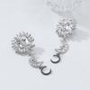 Artistic Sun And Moon Dangle Earrings Zinc Alloy Drop Earrings Sun Moon Ear Studs For Beach Vacation Party Outfit