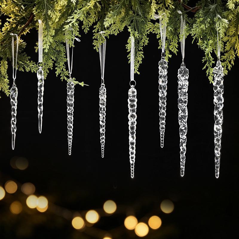 Christmas Icicle Ornaments: Creative Transparent Ice Stick Charms for Tree Decoration