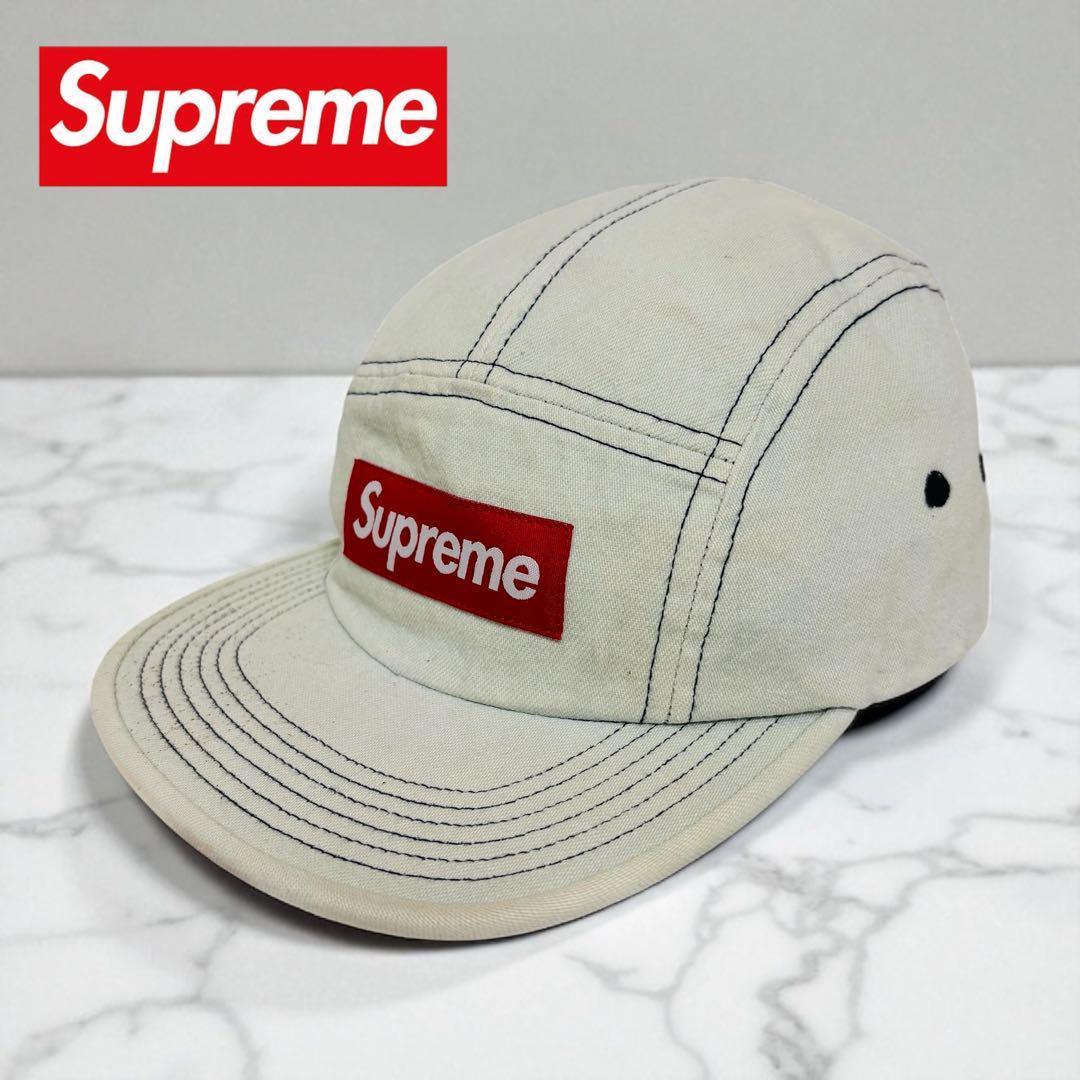 

[USED] Supreme denim washed blue box logo camp cap