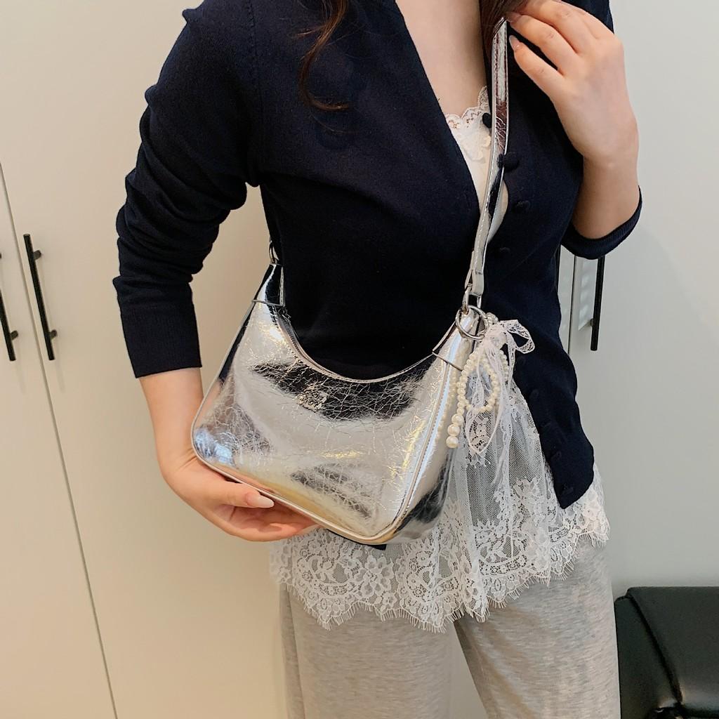 Urban Minimalist Pu Underarm Bag With Spliced Design For Daily Use