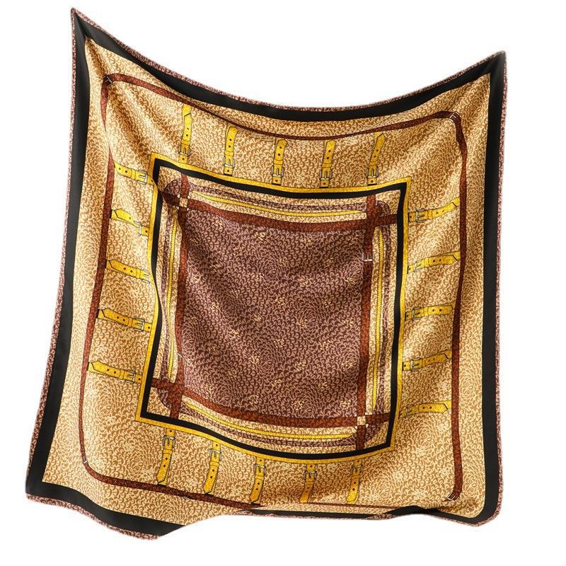 Fish scale pattern European and American square scarf 91cm twill silk scarf autumn and winter new versatile decorative shawl bag head scarf silk scarf