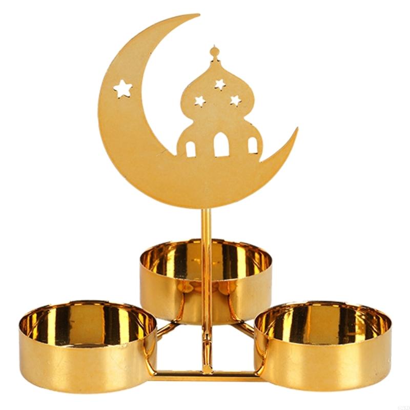 62KD Eid Decoration Moon Castle Butterfly Iron Holder for Table Centerpieces Metal Candlestick Stand Party Gift