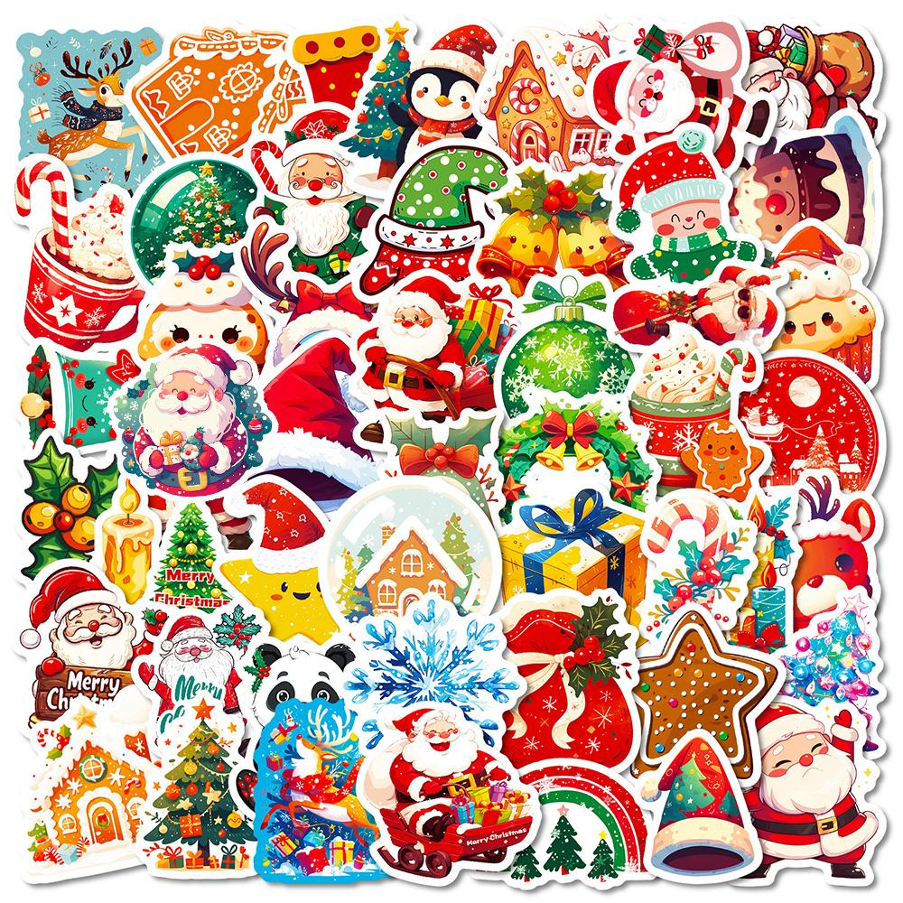 10/30/50/100pcs Kawaii Cartoon Christmas Stickers Santa Claus Aesthetic Decals Toy Kids DIY Diary Laptop Scrapbook Cute Sticker