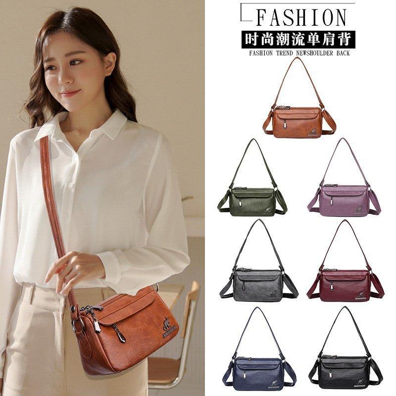 Women's Bag New Soft Leather Texture Messenger Bag Simple Solid Color Shoulder Bag Fashion Flow Casual Mother Bag