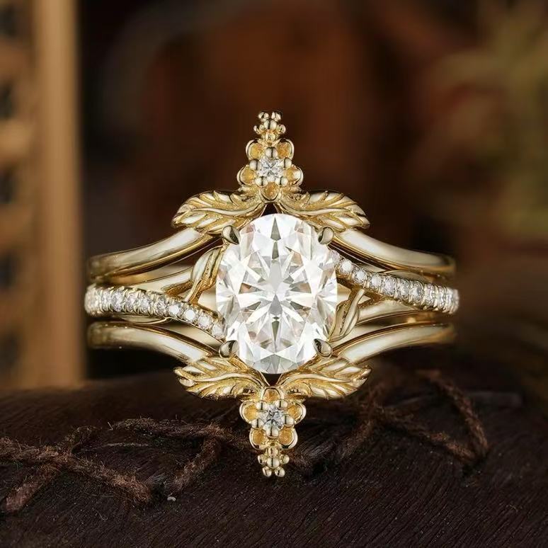 

Exquisite Gold Color Inlaid with White Zircon Round Flower Rings Set Party Engagement Wedding Rings for Women Jewelry 10