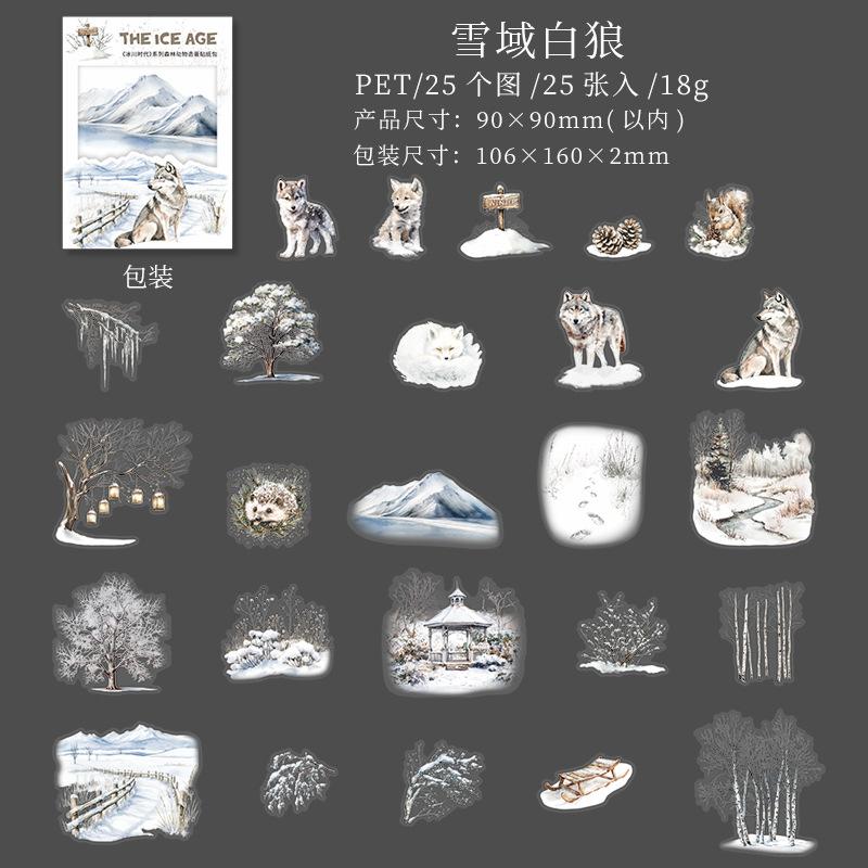 

Mr. Paper, Ice Age Landscape Sticker Package Winter Forest Theme Notebook Photo Frame Diary Decorative Stationery Ledger Sticker