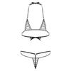Womens Sheer Micro Bikini Set Halter Bra Top-G string Thong Swimsuit