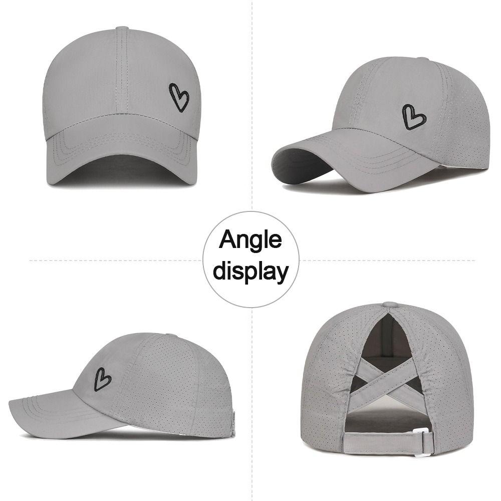 UV Protection Quick Dry Hat Embroidered Hearts Sports Cap New Ponytail Cap  Men