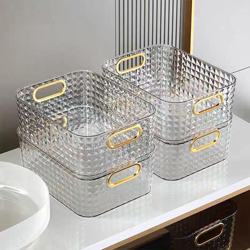 Transparent Storage Box Cosmetic Box Storage Container Plastic Storage Box Clear Drawer With Handle Stackable