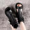 Fashion Retro Women Sandals Fashion Leather Women Boots Breathable Platform Shoes designer Mid Heels Women Wedges Shoes Sandalias Mujer