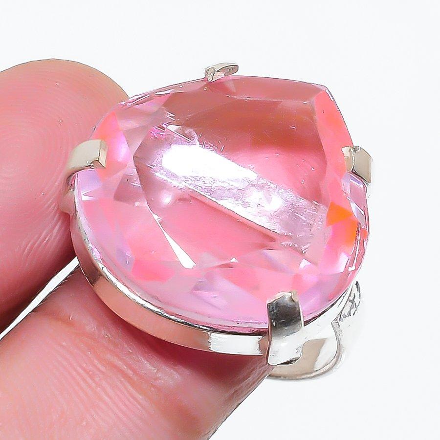 Natural Pink Kunzite Gemstone 925 Sterling Silver Jewelry Ring Size 8 AR-18223