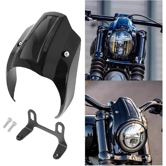 Motorcycle Gloss Black Front Headlight Fairing Compatible With Softail Street Bob FXBB FXBBS 2018-2022