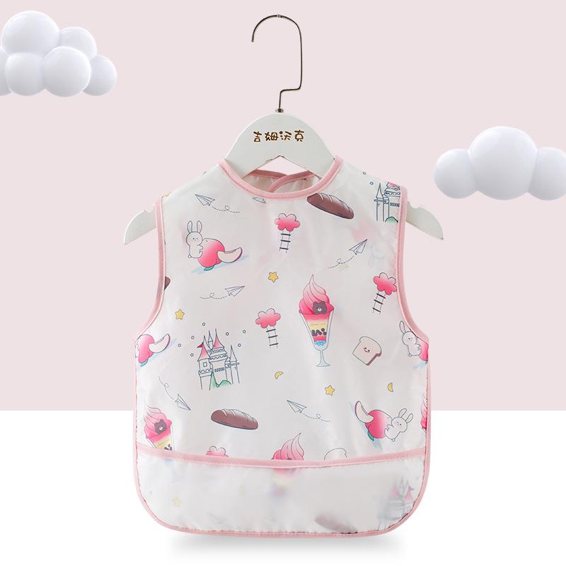 Children's Sleeveless Waterproof Smock Bib with Rice Pocket