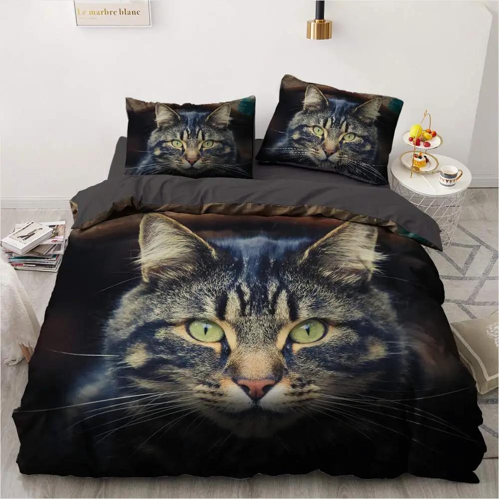 Sada povlaků na přikrývky pro kočky Krásné zvířecí povlečení Vícebarevné sady postelí 2/3/KS Povlaky na přikrývky/povlaky na polštáře Twin/Full/Queen/King Size