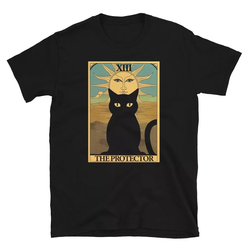 MENS WOMENS Black Cat Tarot Card The Protector T-Shirt 3XL