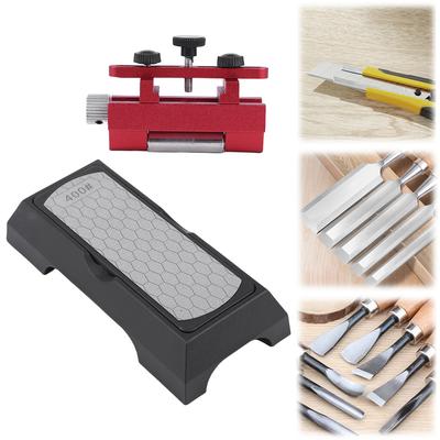 Blade Sharpening Holder Kit Double-Side Diamond Sharpening Plate Set 400/1000 Grit Knife Sharpener Bracket Kit for Planer Chisel