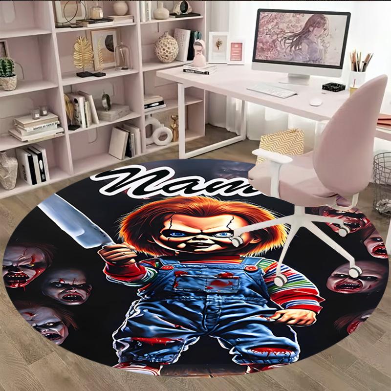 Customizable C-Chucky1 Round Non-Slip Carpet - Ideal for Garden, Picnic, Office, Perfect for Decoration, Suitable For All Seasons