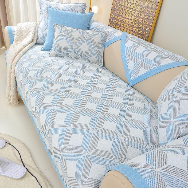 

INS Style Chenille Sofa Cushion Sitting Cushions Seat Cushions All Year Round Neutral Non-Slip Cushion Sofa Cover Cover Cloth Cover Towel Hinged Gable Blue 60 * 60cm