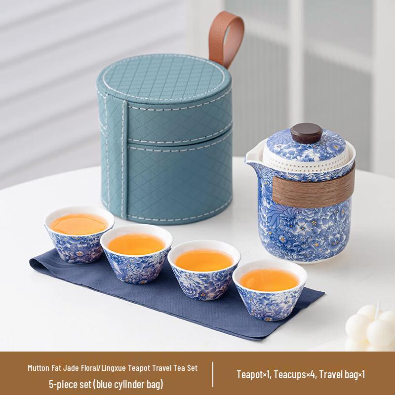 

Mutton-fat Jade White Porcelain Travel Tea Set