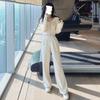 Casual Sportswear Set for Women - Autumn Style, Short Length, Hooded Pullover, High-waisted Wide-leg Pants - Two-piece Set for Women