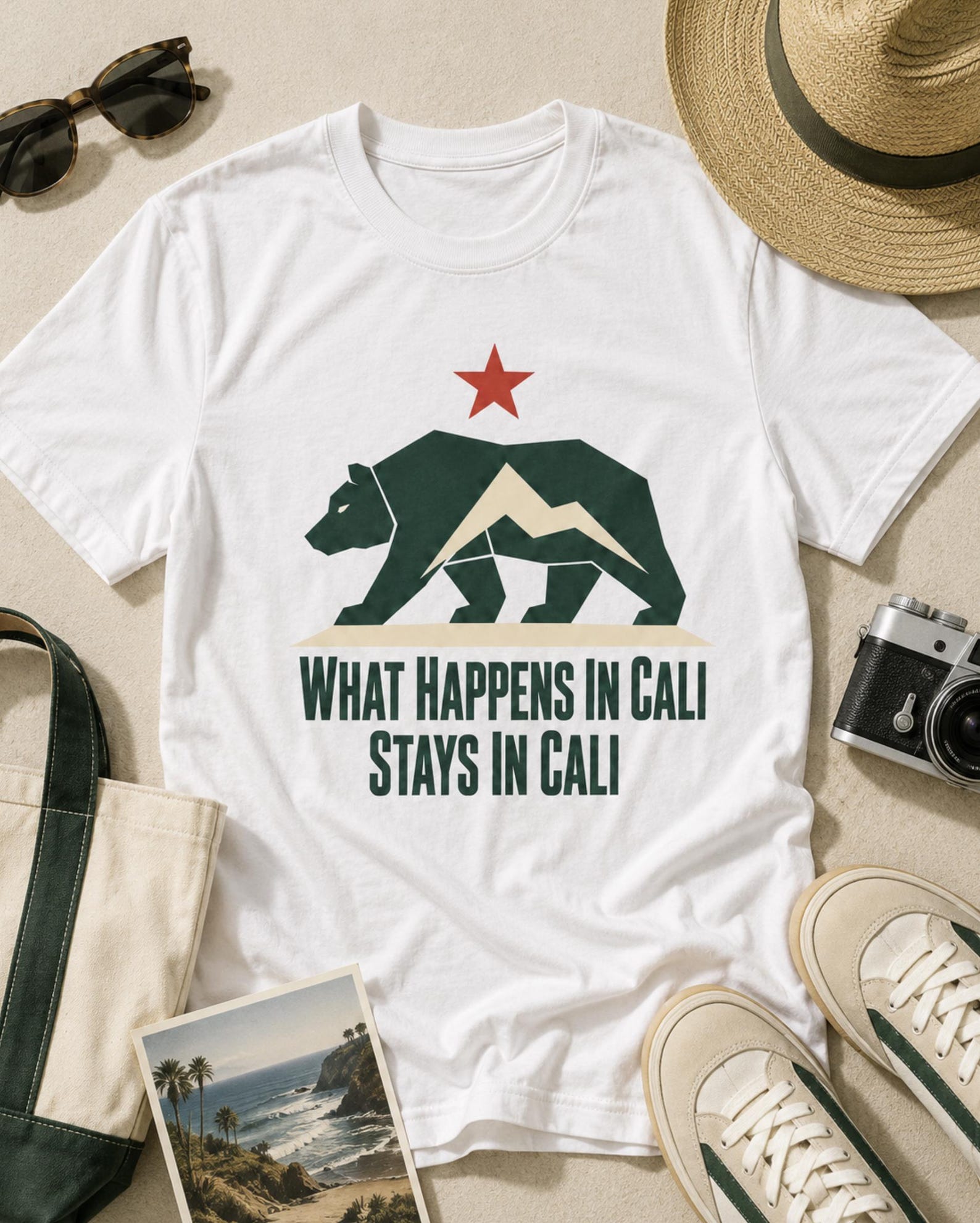 California Bear Graphic Tee – What Happens Cali Stays Cali Streetwear 2XL