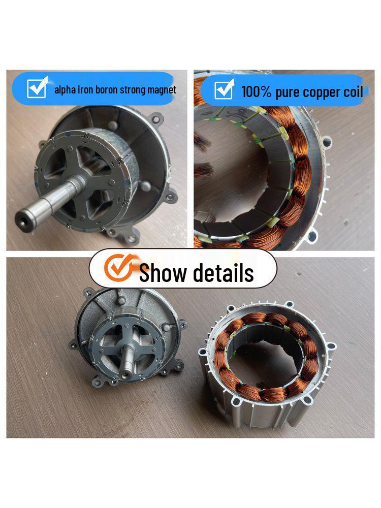 Low-Speed 220V 2000W Brushless Permanent Magnet AC Generator with Copper Wire, 50Hz, for Household Wind or Water Power